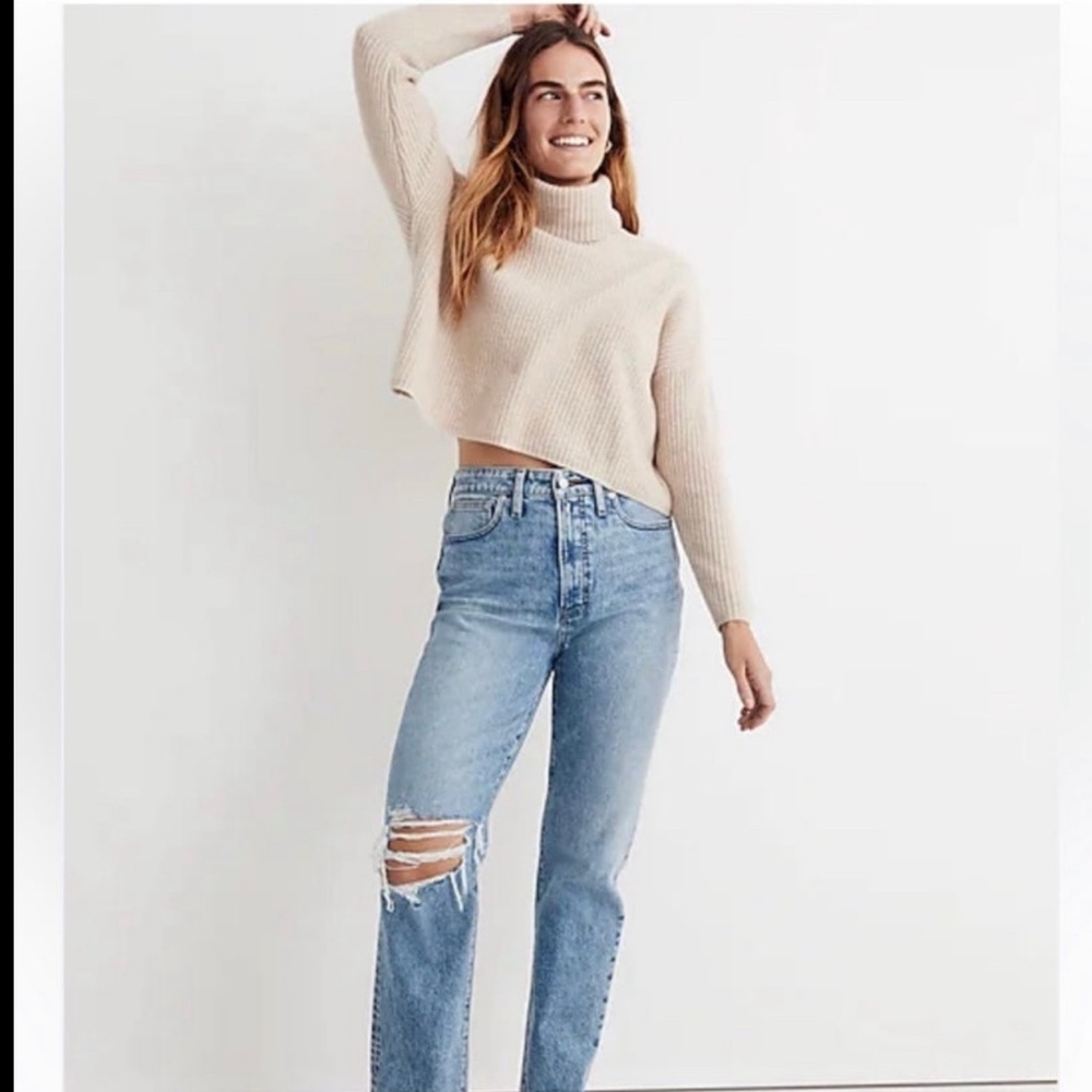 Madewell The Perfect Vintage High Rise Distressed Straight Leg Jeans ~ 27